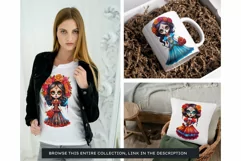 Cute La Catrina Day of the Dead Sugar Skull for sublimation Product Image 4