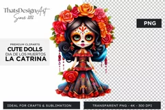 Cute La Catrina Day of the Dead Sugar Skull for sublimation Product Image 1