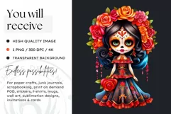 Cute La Catrina Day of the Dead Sugar Skull for sublimation Product Image 2