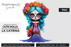 Cute La Catrina Day of the Dead Sugar Skull for sublimation Product Image 1