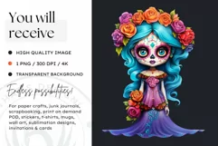Cute La Catrina Day of the Dead Sugar Skull for sublimation Product Image 2