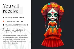 Cute La Catrina Day of the Dead Sugar Skull for sublimation Product Image 2