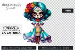 Cute La Catrina Day of the Dead Sugar Skull for sublimation Product Image 1