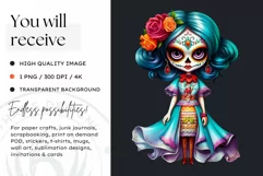Cute La Catrina Day of the Dead Sugar Skull for sublimation Product Image 2