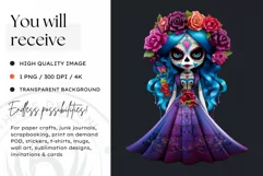Cute La Catrina Day of the Dead Sugar Skull for sublimation Product Image 2