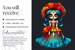 Cute La Catrina Day of the Dead Sugar Skull for sublimation Product Image 2