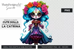 Cute La Catrina Day of the Dead Sugar Skull for sublimation Product Image 1
