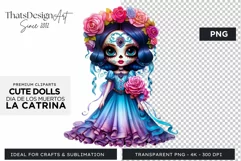 Cute La Catrina Day of the Dead Sugar Skull for sublimation Product Image 1