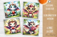 Cute dragon Square Coaster Sublimation Desig Product Image 1