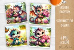 Cute dragon Square Coaster Sublimation Desig Product Image 1