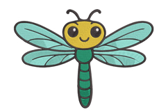 Cute Dragonfly Embroidery Design Product Image 1