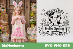 Hello Spring Cow SVG | Cute Animal Sublimation Product Image 1