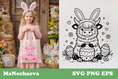 Easter Highland Cow SVG | Cute Bunny Sublimation Product Image 1