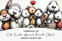 Cute Easter Animal Friends Clipart Product Image 1