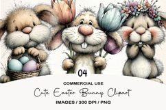 Cute Easter Bunny Clipart Product Image 1