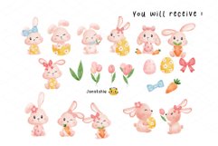 cute pink Easter baby bunny rabbit watercolor set Product Image 3