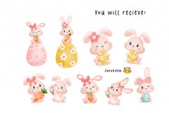 cute pink Easter baby bunny rabbit watercolor set Product Image 5