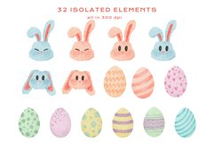 Download Cute Easter Bunny Rabbit Eggs Watercolor Clipart Spring png for invitation, t-shirt designs, sublimation designs, tumbler, kids printable digital dtf