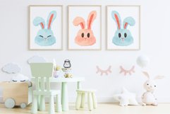 Download Cute Easter Bunny Rabbit Eggs Watercolor Clipart Spring png for invitation, t-shirt designs, sublimation designs, tumbler, kids printable digital dtf