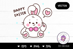 Cute easter bunny clipart rabbit kawaii animal vector Product Image 1
