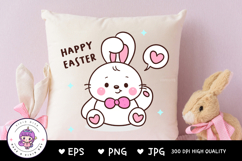 Cute easter bunny clipart rabbit kawaii animal vector Product Image 3