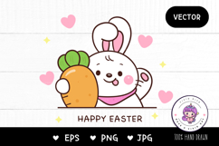 Bunny clipart rabbit carrot kawaii animal easter sublimation Product Image 1