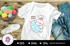 Cute Bunny clipart rabbit hug big easter egg kawaii animals Product Image 2