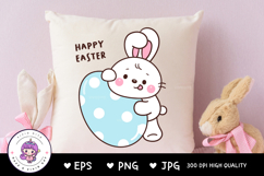 Cute Bunny clipart rabbit hug big easter egg kawaii animals Product Image 3