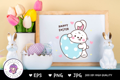 Cute Bunny clipart rabbit hug big easter egg kawaii animals Product Image 5