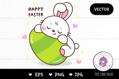 Bunny clipart rabbit hug big easter egg kawaii animals Product Image 1