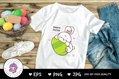 Bunny clipart rabbit hug big easter egg kawaii animals Product Image 2