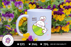 Bunny clipart rabbit hug big easter egg kawaii animals Product Image 4