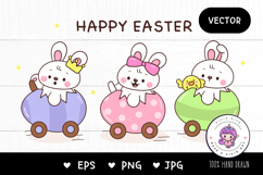 Cute bunny clipart in easter egg car kawaii animals easter Product Image 1