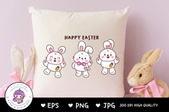 Cute easter bunny clipart rabbit kawaii animals vector Product Image 3