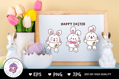 Cute easter bunny clipart rabbit kawaii animals vector Product Image 5