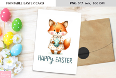 Cute Watercolor Animal |Happy Easter Card|Printable Card Product Image 1
