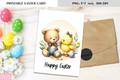 Cute Watercolor Animal |Happy Easter Card|Printable Card Product Image 1