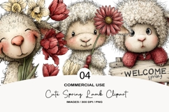 Cute spring lamb clipart Product Image 1