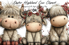 Cute Easter highland cow Clipart Product Image 1