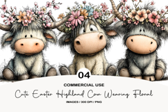 Cute Easter Highland Cow Wearing Floral Crown Product Image 1