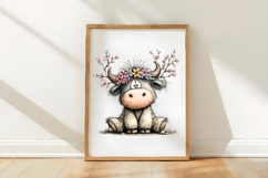 Cute Easter Highland Cow Wearing Floral Crown Product Image 2