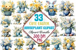 Cute Easter Houseplant Clipart Bundle, Easter Houseplant Watercolor, Watercolor Easter Houseplant, Easter Houseplant, Easter Houseplant Clipart, Houseplant Watercolor, Watercolor Houseplant, Houseplant,  Houseplant Clipart