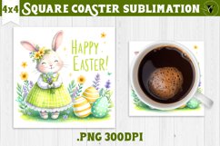Easter Square Coaster | Cute Easter sublimation Product Image 1