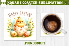 Easter Square Coaster | Cute Easter sublimation Product Image 1