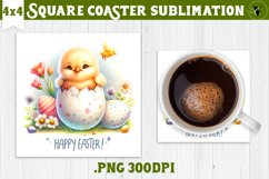 Easter Square Coaster | Cute Easter sublimation Product Image 1