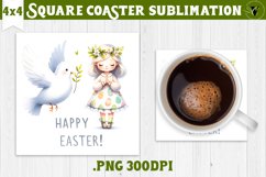 Easter Square Coaster | Cute Easter sublimation Product Image 1
