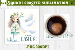 Easter Square Coaster | Cute Easter sublimation Product Image 1