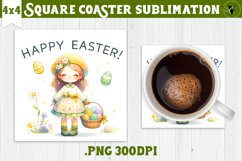 Easter Square Coaster | Cute Easter sublimation Product Image 1