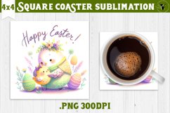 Easter Square Coaster | Cute Easter sublimation Product Image 1