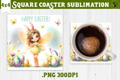 Easter Square Coaster | Cute Easter sublimation Product Image 1
